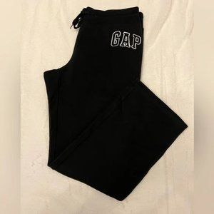 Gap Womens M Sweatpants BLACK Wide Leg Logo Drawstring NWT